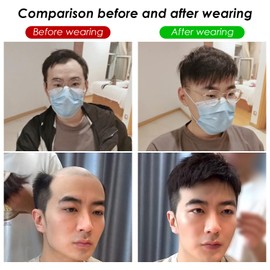 1 Piece Men's Wig, Men's Hairline Replacement Hairpiece, Fluffy Realistic Men's Wig, Short Synthetic Men's Wig, Suitable for Cosplay, Daily Dresses and More (Black)