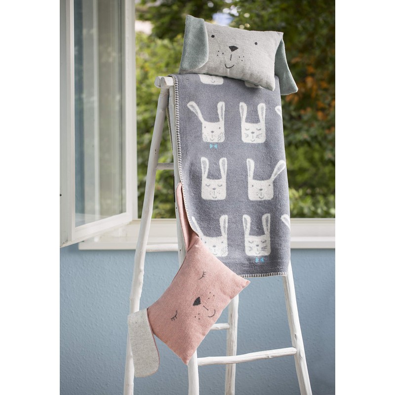 David Fussenegger Mila 1389070 Baby Blanket "Rabbit Allover ", Grey,