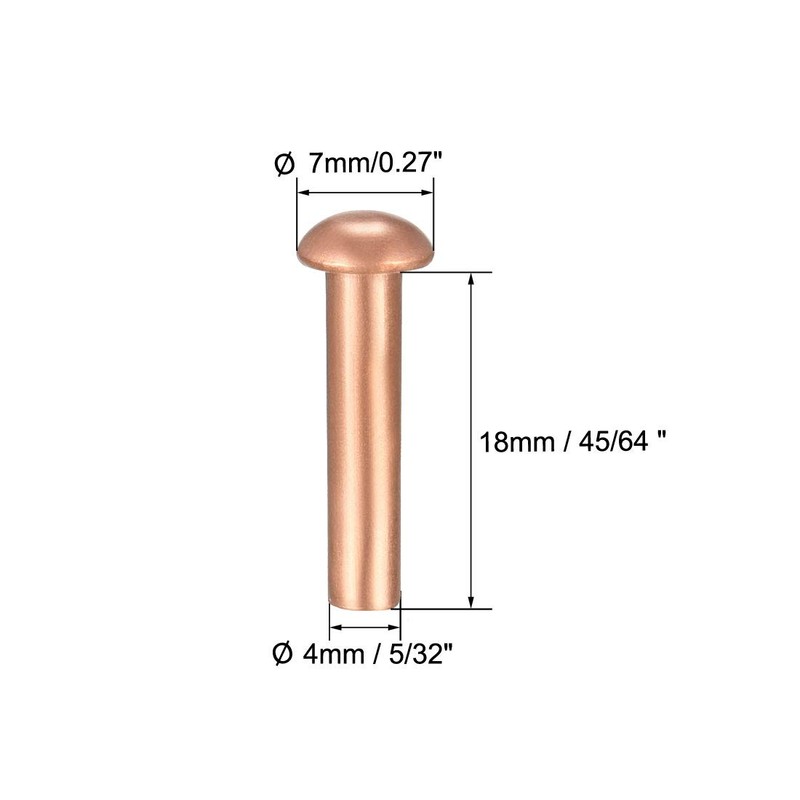 sourcing map Pack of 50 5/32" x 45/64" Round Head