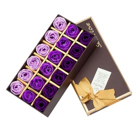 Cisixin 18 Pieces Rose Scented Soaps in Gift Box (Purple)