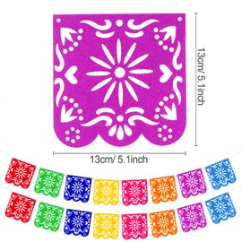 Qpout 4 Pieces Day of The Dead Banners, Colorful Mexican Papel Picado Banner Fiesta Party Decorations, Cinco de Mayo Party Decorations, Dia De Los Muertos Indoor Outdoor Decor