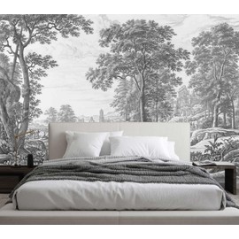 Jdayda Vintage Forest Mural Wallpaper Gray Tree Woodland Wallpaper Large Art Wall Mural for Bedroom Living Room(Not Self-Adhesive)
