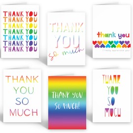 Ruby Ashley Thank You Cards Pack - Rainbow Thank You Cards Multipack for Teachers, Wedding, Xmas, Business, Kids - Made in the UK, 100% Recyclable