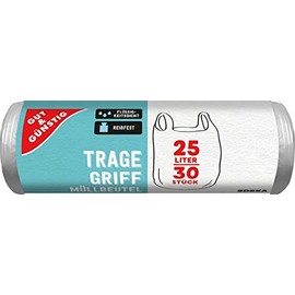 Gut & Günstig Gut & Günstig 150 Müllbeutel/Mülltüten mit Tragegriff, 25 Liter, 30 Stück pro Rolle, Reißfest & Flüssigkeitsdicht, Produkt & Verpackung recyclebar