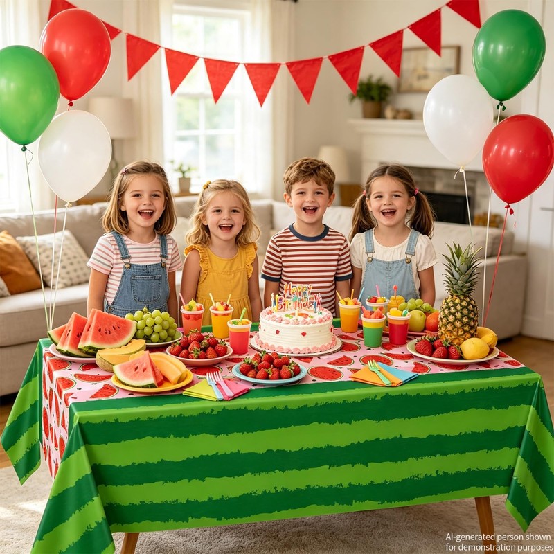 4 Pack Watermelon Rind Tablecloth Green Melon Rectangle Table Cloth