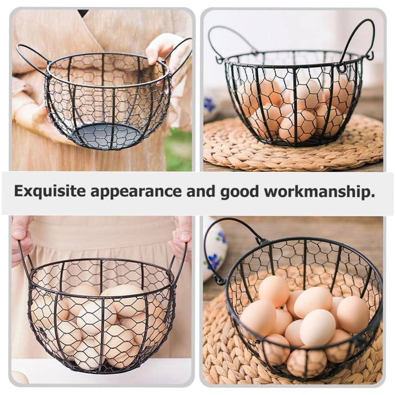 AIMALL Egg Basket, 7.87x4.72 Inch Metal Wire Fruit and Vegetable