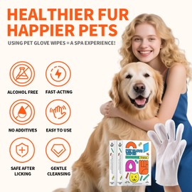 Wagsage Pet Glove Wipes for Dogs and Cats, Cleaning & Deodorizing Grooming Gloves for Daily Care and Traveling, Dog Wipes Washing Gloves Rinse Free, 54 PCS