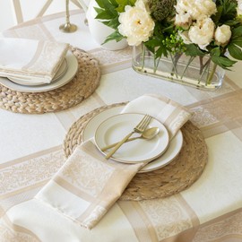 Benson Mills Heavyweight Jacquard Fabric Table Cloth with Gold Metallic Accents, Décor for Fall, Thanksgiving, Christmas and Holiday Dining Tablecloth (70" Round, Grandeur Glow)