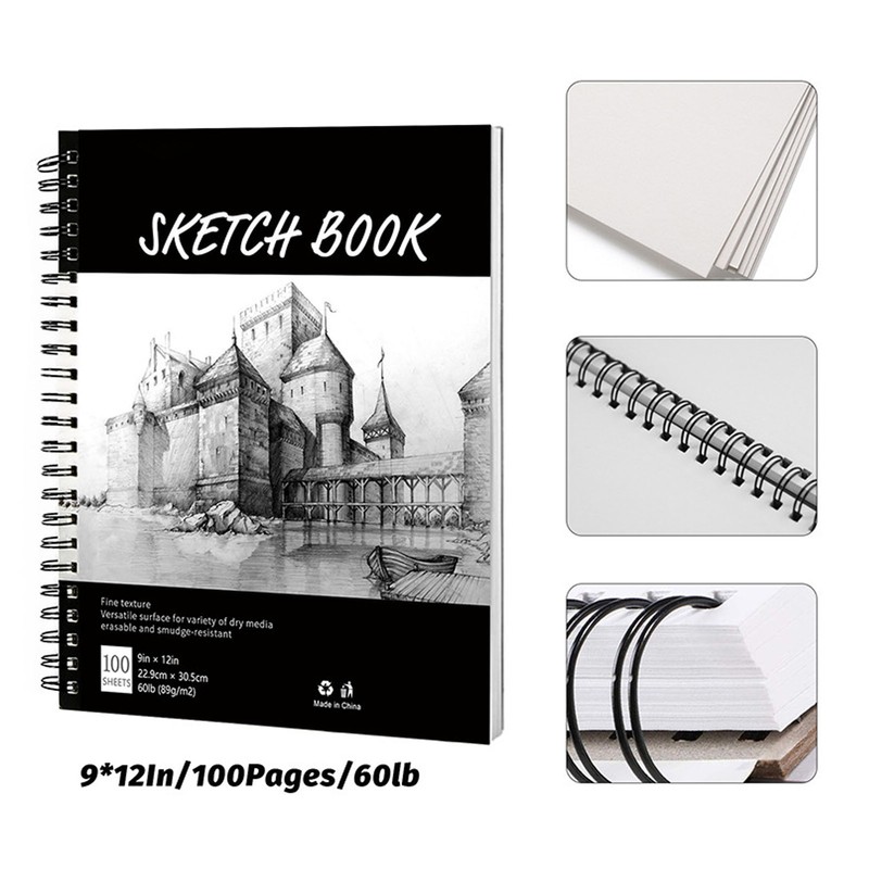 Art Sketchbook 100 Sheets 12in Long 9in Wide Erasable Smudge