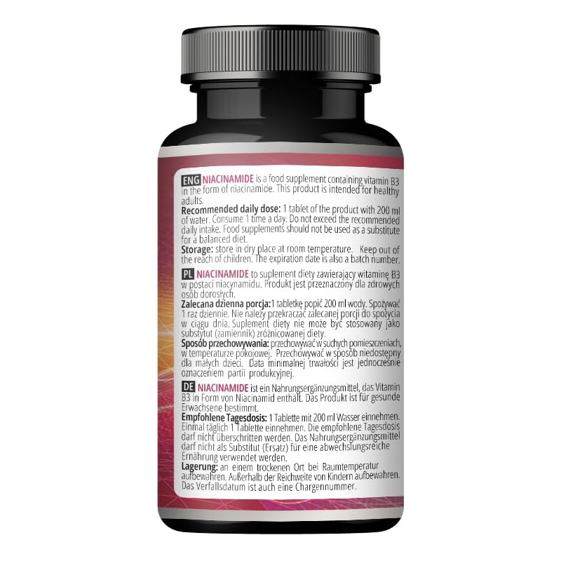 Niacinamide 500 mg per Tablet - 60 Vegan Tablets -
