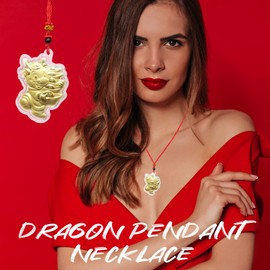 Your Always Charm 2024 Chinese New Year Dragon Necklace Lucky Dragon Necklace Spring Festival Traditional Dragon Pendant Necklace New Year Decor Jewelry Present