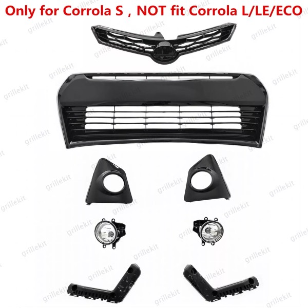Unbranded 8PCS For Corolla S 2014-2016 Chrome Grille Mesh Fog