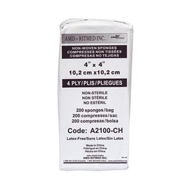 AMD-Ritmed general purpose Non-Woven Sponges, Non-Sterile, 4 ply, 200 units (4" X 4")