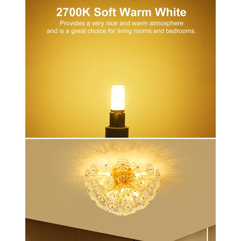 6 Pack G9 LED Bulbs Dimmable, 2700K Soft Warm White,