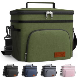 HOTOR Insulated Lunch Box for Men & Women - Leak-Proof Cooler Lunch Bag with 4 Pockets, Adjustable Strap, Ideal for Work, Picnic, Travel - Large, Cationic Green, 13.0"×7.9"×9.1"