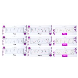 Bindi Pack of 9 Crystal Designer Bindis Jewel for Forehead Face Tikka Multicolored Bindiya Stickers Adhesive Stone Indian Traditional Tattoos for Women Girls Bride Return Gifts (multicolour)