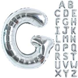 TONIFUL 40 Inch Large Silver Letter G Balloons - Helium Filled, Foil Mylar Big Balloons for Birthday Party Anniversary Decorations
