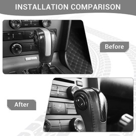 PDKLIN for Mustang Gear Shift Knob Trim Cover Compatible with Ford Mustang 2013 2014 Carbon Fiber Interior Accessories 2pcs