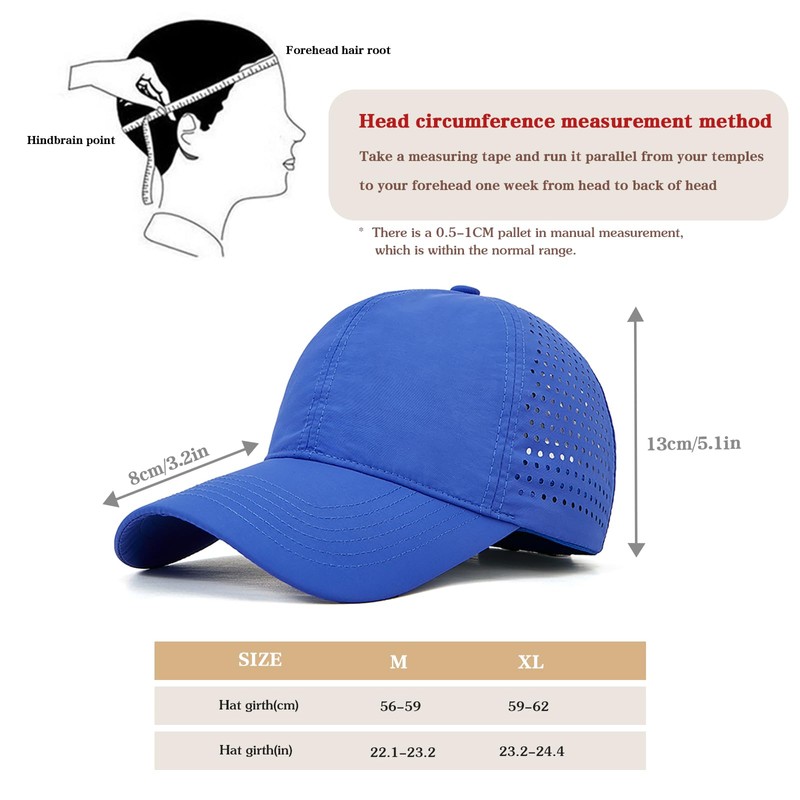 Taidor Quick Dry Baseball Cap Curved Brim Hat Laser Cut