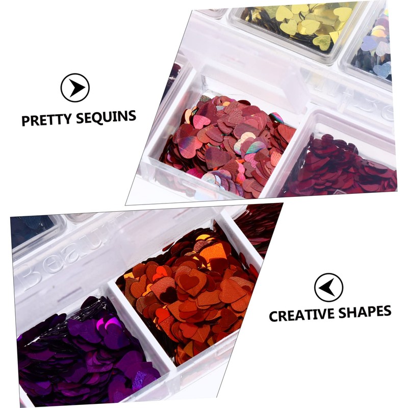 Vaguelly 2 Boxes Heart Shaped Nail Paillettes Glittery Manicure Sequins