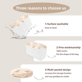 19Neat Thin City Tote Organizer Insert, Lightweight Bag Shaper Compatible with Coach City Tote In Signature Canvas, Waterproof Dupontpaper Surface and Silky Satin Lining (Craie, City33)