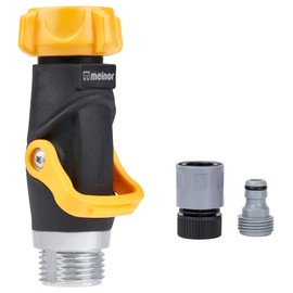 Melnor 65171AMZ Lever Flow Through Valve Connector Bundle, 1 Count (Pack of 1), Yellow, Black, Grey