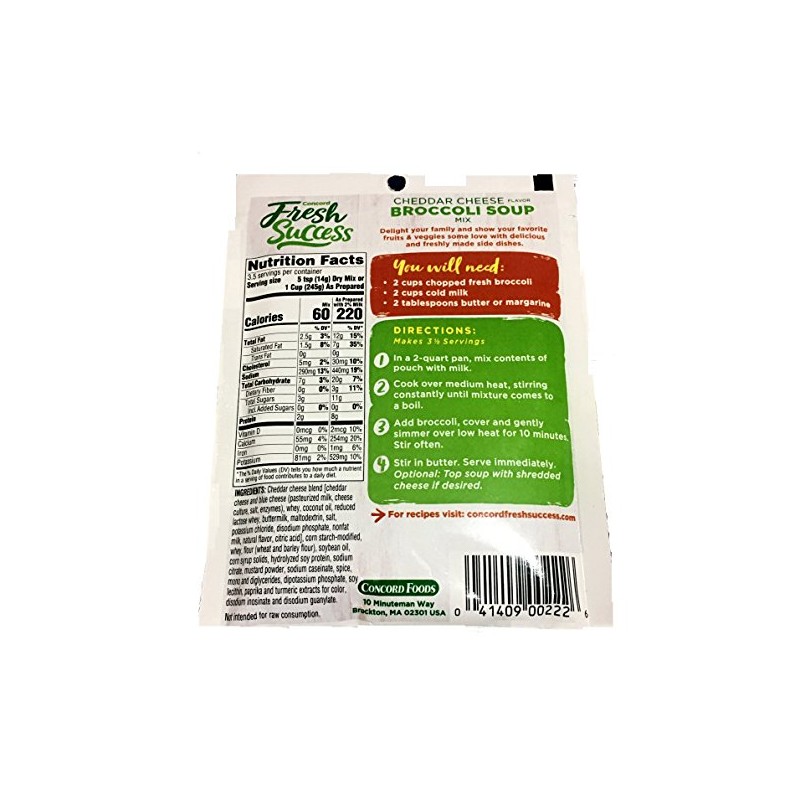 Concord Broccoli Cheese Soup Mix, 1.75-Ounce Pouches (Pack of 18