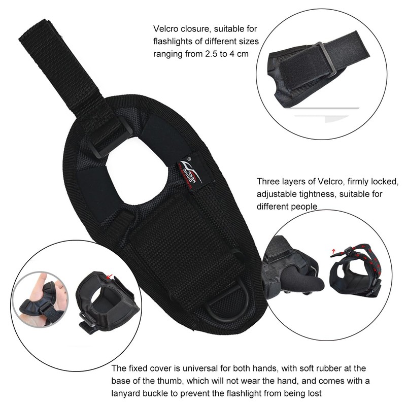 POFET 1 pcs Flashlight Glove Holder, Adjustable Hand Arm Mount