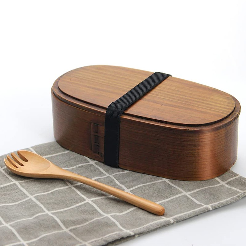 YFWOOD Japanese Bento Box, Lunch Boxes, Japanese Double Layer Natural