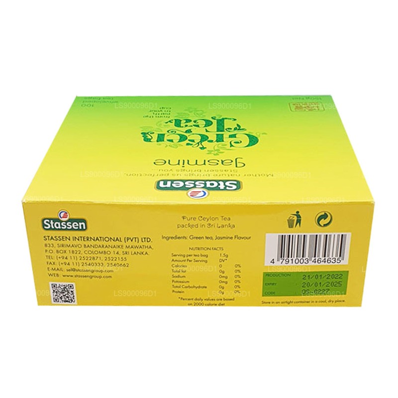 Stassen Pure Jasmine Green Tea, 100 Tea Bags