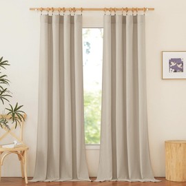 NICETOWN Thick Angora Linen Curtains for Bedroom, Rod Pocket & Back Tab Not See Through Linen Blend Privacy with Light Filtering Drapes for Farmhouse/Living Room, W55 x L95, 2 Panels