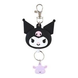 Sanrio 168858 Face Shaped Reel Key Holder, Kuromi Key Mascot, Kuromi, 5.3 x 2.4 x 0.7 inches (13.5 x 6.1 x 1.8 cm), Character