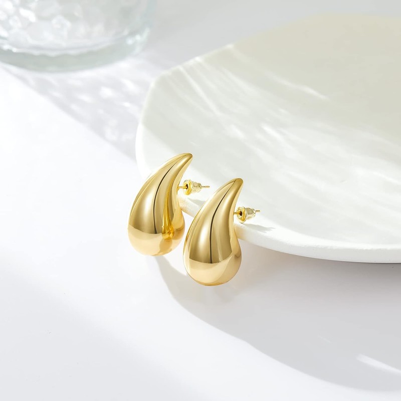 BestoU Aretes para Mujer 2 Pares de Aretes Dorados Acero