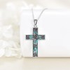 YONFQE Turquoise Cross Necklace S925 Sterling Silver Turquoise Cross Pendant