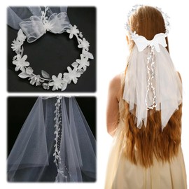 KERANEET Children's Bridal Veil, Children's Bridal Veil, Headband, Children's Flower Wreath, Hair Band, Children's Hair Accessories, Flowers for Princesses, Flower Girls, Bridesmaid