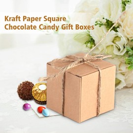 Yosooo 50pcs Caja de Regalo Cajas de Regalo de Papel Kraft Envoltura de Regalo Cajas de Regalo de Cartón Caja de Regalo Caja de Boda Caja Pequeña Cajas de Suministro