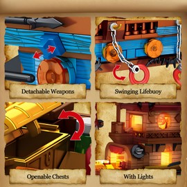 Pirate Ship Building Blocks, 916 Pieces, Pirate Clamping Blocks, Medieval Sailing Ship Model, Toy Gift for Adults, Children, Boys from 10