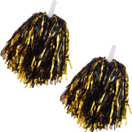 2 Pcs Cheerleading Pom Poms with Handle for Girl Team Spirit Sports Games Dance Outfit (Hot Pink Glitter)