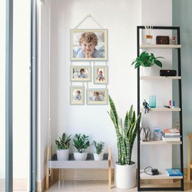 INFRAMART Collage photo frames for hanging on the wall, picture frames for boys, girls, gallery wall frame, wall mount. (Light Blue w/Beige, 12X8 w/4RX2+3RX2)