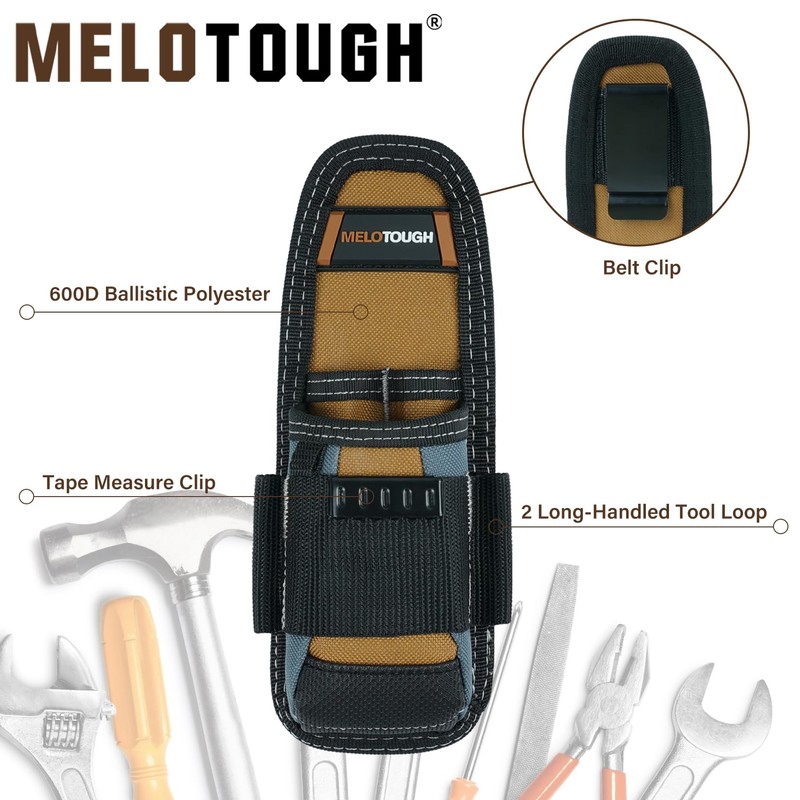 MELOTOUGH Small Tool Pouch Electrican Clip on Tool Pouch,Tool Belt