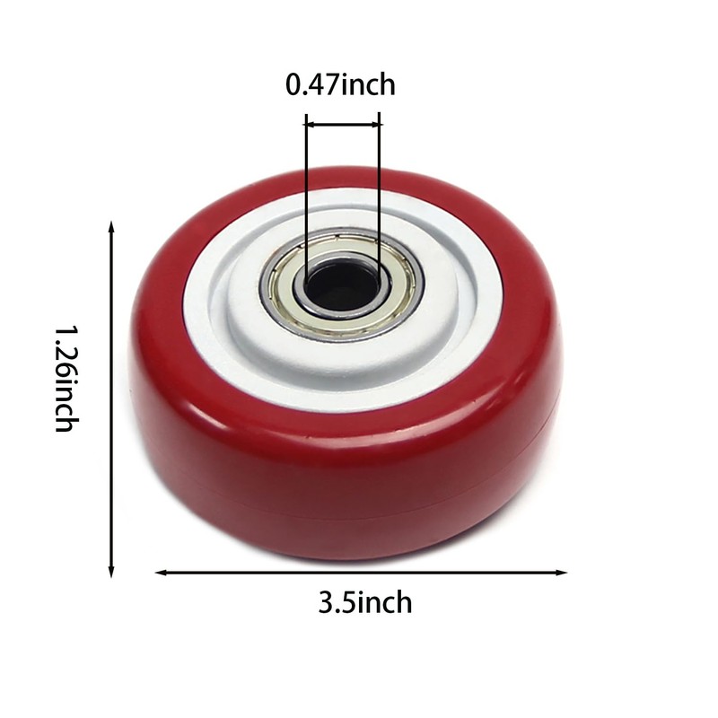 4 PCS 3.5INCH Caster Wheels Red Heavy Duty Plate Shelf