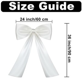 Voeveca Large Bow Big Coquette Bow for Backdrop Birthday Party Room Wall Decor, Giant Ribbon Tie Hanging Gift Coquette Wall Decor (1, White)