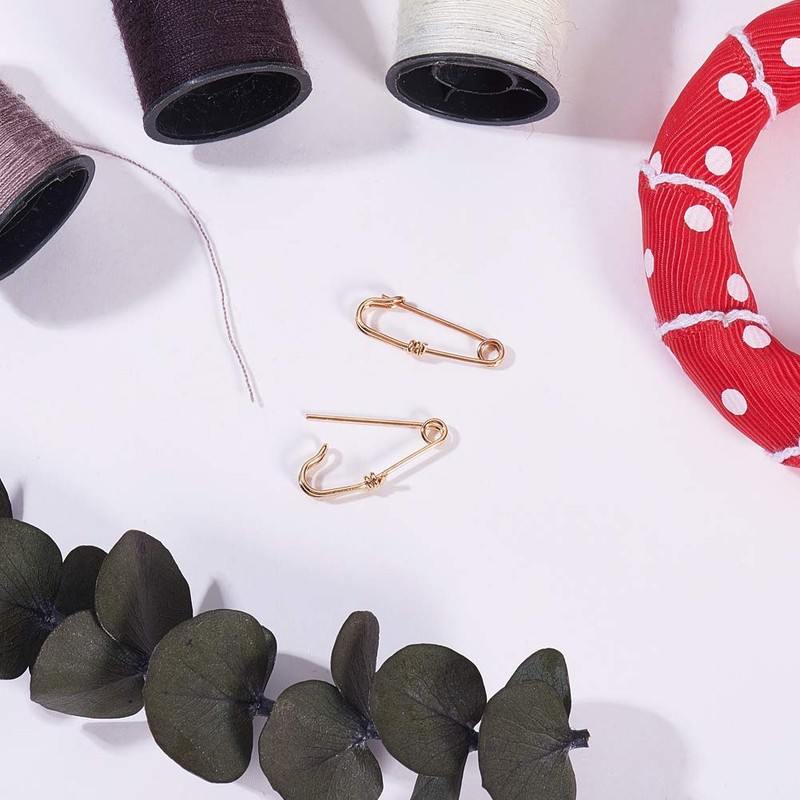 LiQunSweet 5 Pcs Brass Real Gold Plated Small Brooch Safety