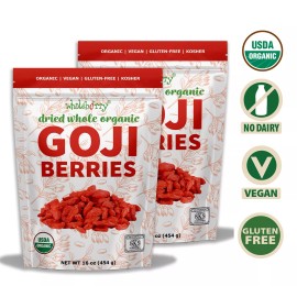 wholeberry Organic Dried Goji Berries Superfood Raw Vegan Wolfberries by Wholeberry - 32 oz/ 2 bags