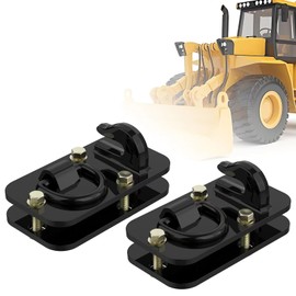 2 Pack 3/8" Tractor Bucket Hooks with Tie Down Ring - Grade 70 Forged Steel Bolt-On Grab Hook with Backing Plate, Max Load 15,000 lbs, Compatible with Kubota, John Deere, RV, UTV, Truck, Black