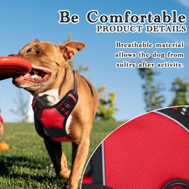 Funfox Dog Harness Small Sized Dog, No Pull Dog Harness Adjustable Soft Material 2 Clips Pet Vest Harness with Reflective Strips Sturdy Handle for Daily Walking for Small Breed Dogs Red Size S