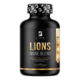 Hongo Melena León Cápsulas Apoyo Concentración Memoria Bienestar Cognitivo Extracto Lions Mane Blend Life