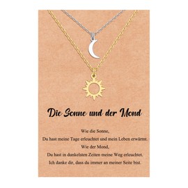 MANVEN Friendship Gift Best Friend Necklace Gift for Sister Women Girls Mother Daughter Mum Grandma Birthday Christmas Mother's Day Christmas Valentine's Day Sun and Moon, Stainless Steel, No Gemstone