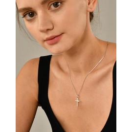 YL Cross Necklace for Women Sterling Silver Plain Cross Pendant Necklace 0.79" Simple Jewelry Gifts for Men