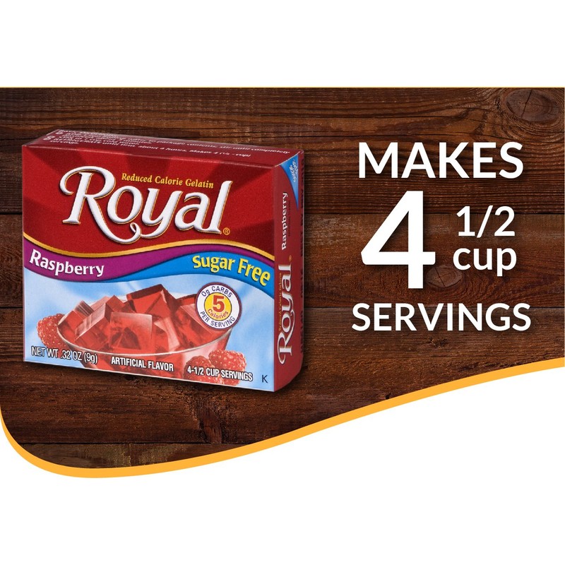 Royal Raspberry Gelatin Dessert Mix , Sugar Free, 0.32-Ounce Box